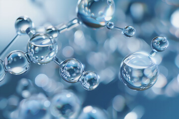 Light blue color skin care beauty texture background face moisturizing hyaluronic acid serum molecules close up macro detail.