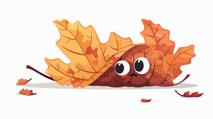 Tired dried leaves cartoon character vector illustration