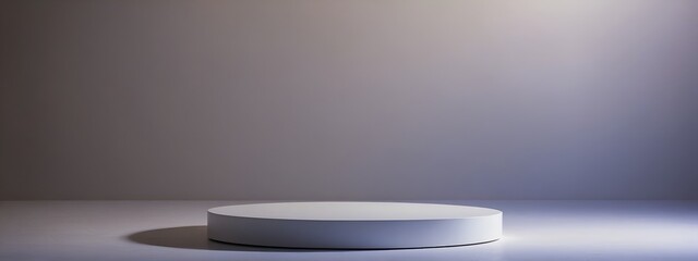 Empty white pedestal with grey background