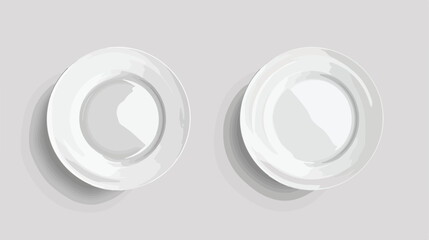 Vector 3d Realistic White Empty Porcelain Ceramic Pla - obrazy, fototapety, plakaty