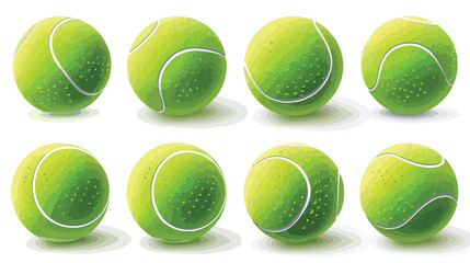 Vector green tennis ball collection Isolated on white