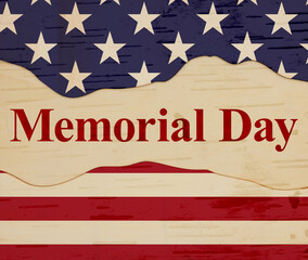 Memorial Day sign with USA stars and stripes flag - 775841368