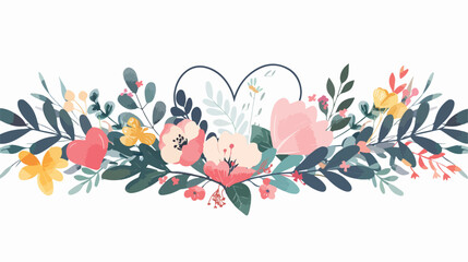 Vector romantic illustration of floral template with