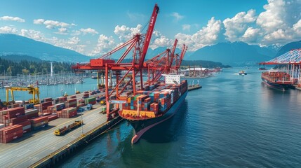 huge cargo port ships loading