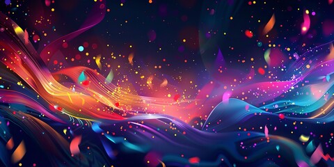 dark night, vibrant colors for celebratory banner 