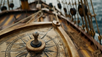 Vintage Compass: Navigational Tool for Historic Ships and Seafaring