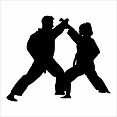 Silhouette of martial arts, karate, silat