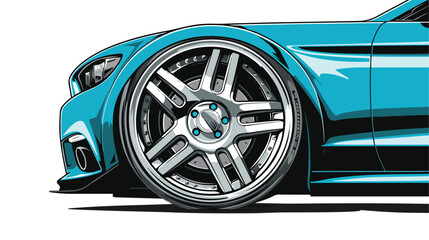 Wide car wheel icon outline vector. Chrome jdm. Metal