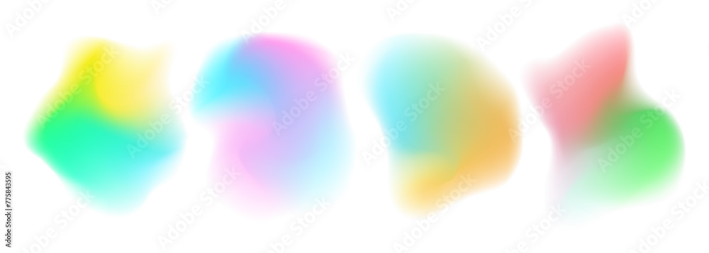 Fototapete defocused color gradients. set of summer colored blurred shapes isolated on white background. fluid 