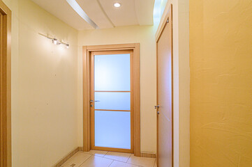 standard room interior apartment. room doors, renovation corridor lobby entrance hall