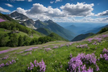 Fototapeta premium Spring, mountain, beautiful blue sky