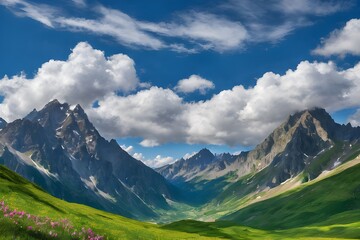 Obraz premium Spring, mountain, beautiful blue sky