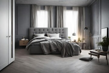 luxury hotel grey concept  bedroom.