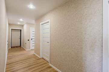 standard room interior apartment. room doors, renovation corridor lobby entrance hall