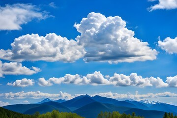 Spring, mountain, beautiful blue sky