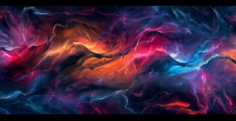 Abstract colorful fluid shapes on a dark background