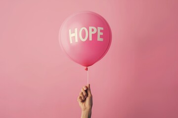 Close Up of Hand Holding Balloon with Hope Text