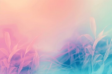 Ethereal Pastel Gradient Background with Soft Foliage
