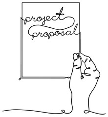 Hand holding Project Proposal - Continuous line drawing