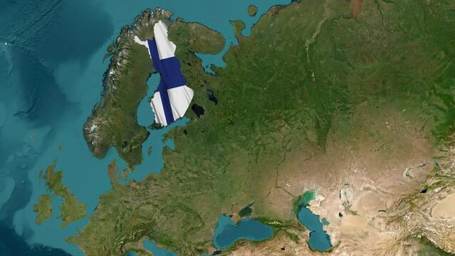 Finland map waving flag