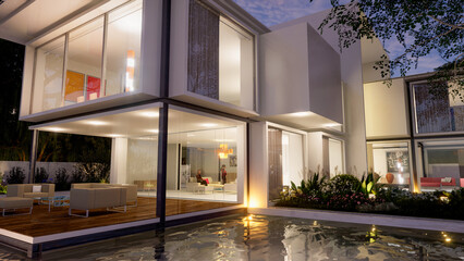 Luxurious modern mansion with pool - 775847323