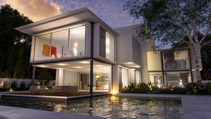 Luxurious modern mansion with pool - 775847355