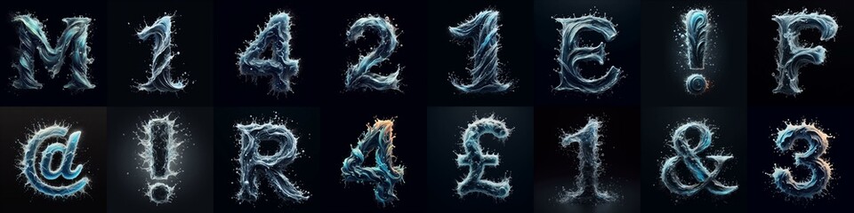 Naklejka premium water splash lettering. AI generated illustration