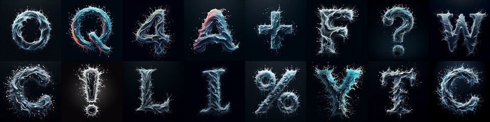 Naklejka premium water splash lettering. AI generated illustration