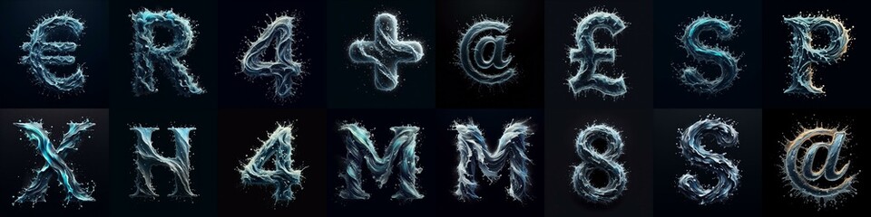 Naklejka premium water splash lettering. AI generated illustration
