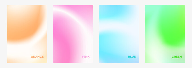 Set of light colored blurred abstract backgrounds. Soft color gradients for creative graphic design. Vector illustration.