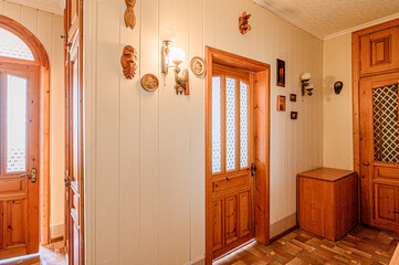 standard room interior apartment. room doors, renovation corridor lobby entrance hall