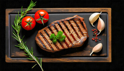 Grilled meat with vegetables on a plate
