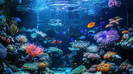 Fototapeta na wymiar wallpaper of Amazing coral reef and fish