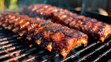 grilled spare ribs on the grill