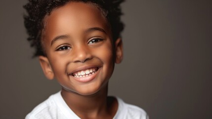 Portriat of young cheerful black boy. Beautiful simple AI generated image in 4K, unique.