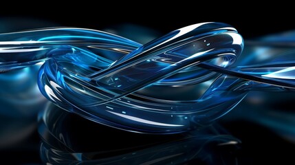 abstract 3d blue swirl technology design on a black background