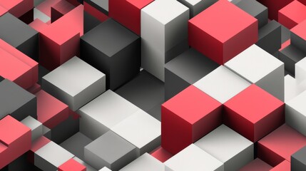 Obraz premium abstract 3d isometric red white gray cubes