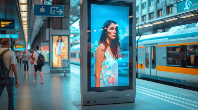 Blank digital signage screen in a public space perfect for customization