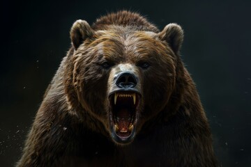 Unpredictable Angry grizzly. Forest nature animal. Generate Ai