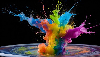 Vibrant Spectrum: 14 Colorful Ink Splashes on Transparent Background