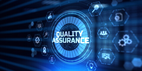 Quality assurance certification standards business technology concept.
