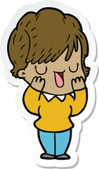 sticker of a cartoon woman talking