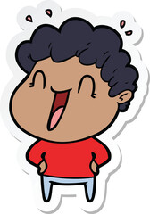 sticker of a cartoon happy man