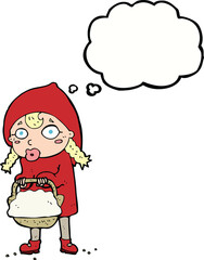 little red riding hood cartoon with thought bubble
