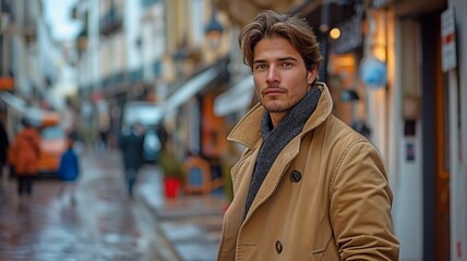 Fototapeta premium street backdrop with a guy in front.