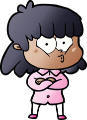 cartoon whistling girl