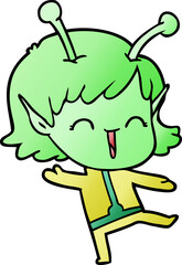 cartoon alien girl laughing