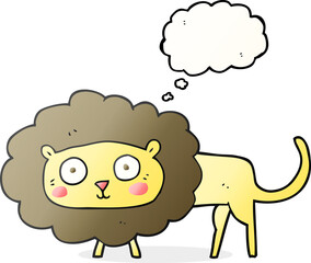 freehand drawn thought bubble cartoon lion