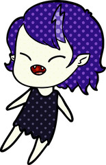 cartoon laughing vampire girl floating