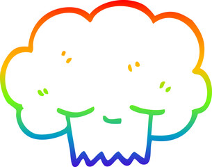 rainbow gradient line drawing of a cartoon explosion cloud